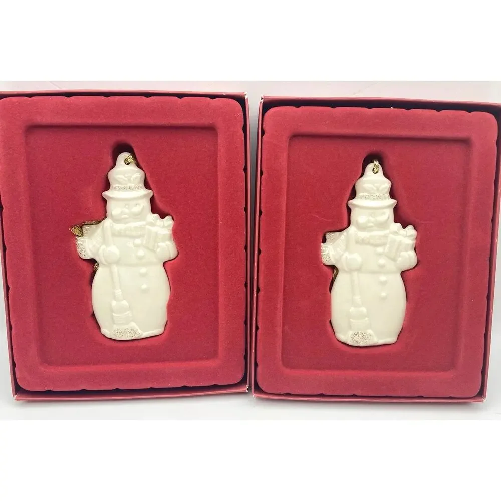 Lenox Snowman Ornament-Set of 2 NIB